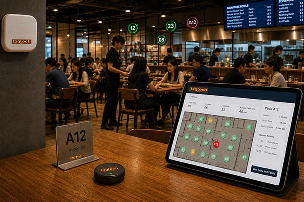 BLE table tracking in a busy open hall