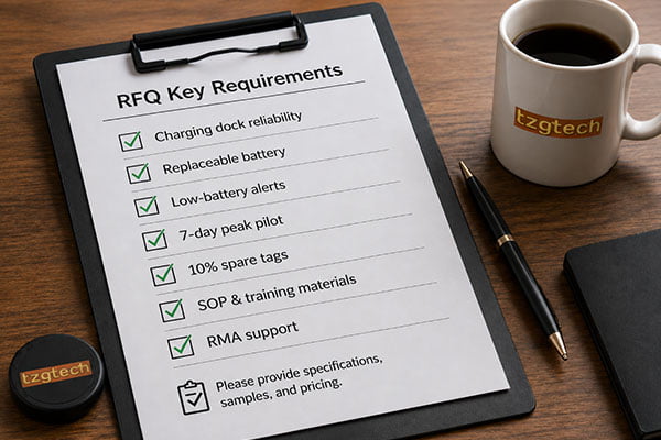 RFQ checklist on a clipboard